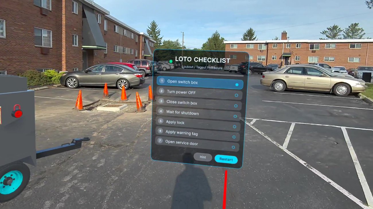 LOTO simulator intro view with generator placed in mixed reality