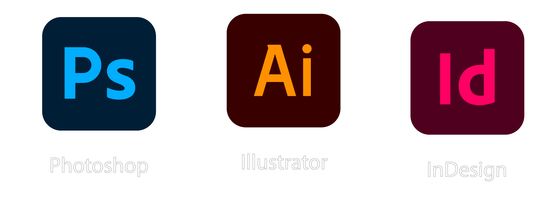 Photoshop, Illustrator, InDesign